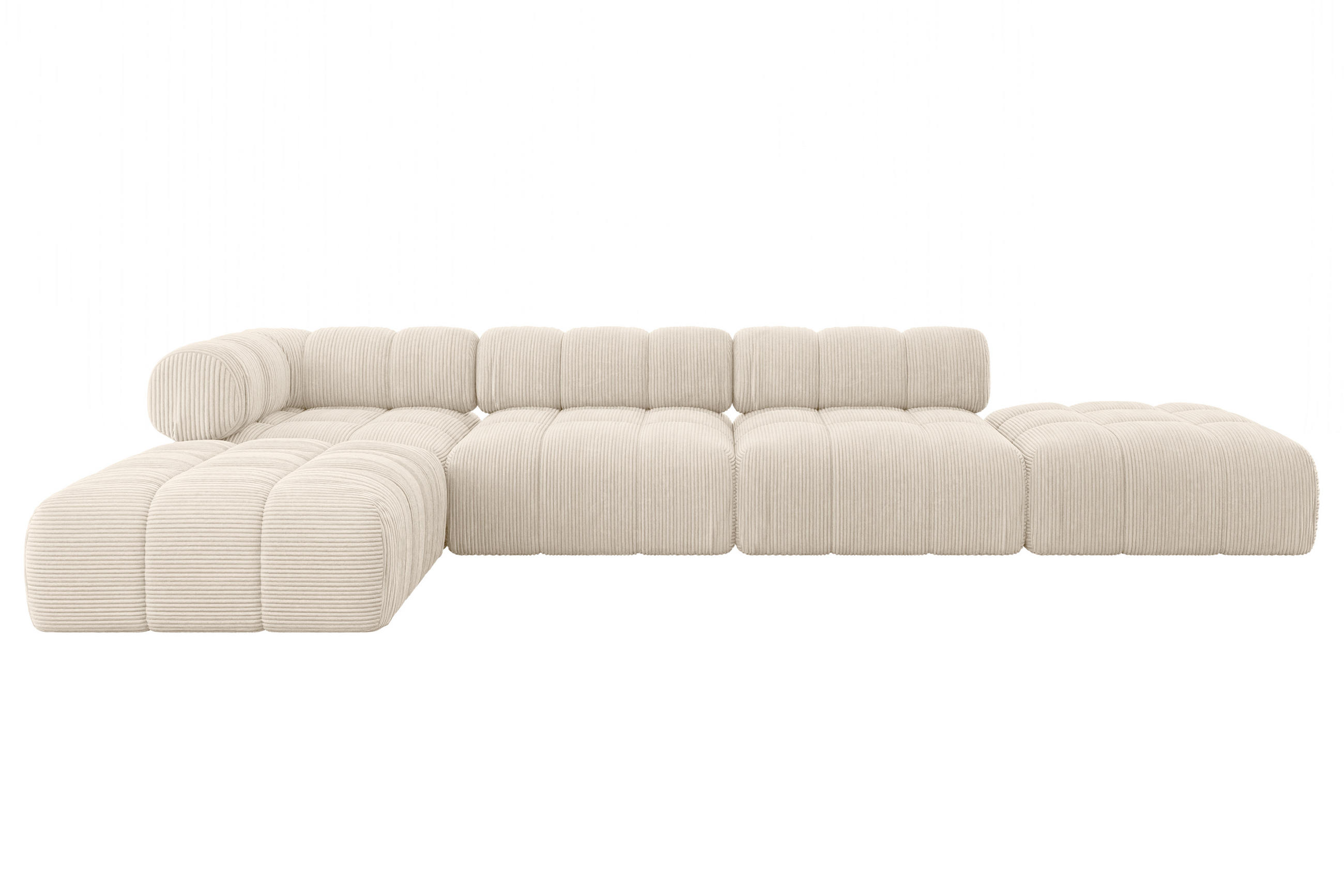 ECKSOFA modulares Sofa Kerru-L2 - 380x190x70 cm Beige Cord - Beige, Holzwerkstoff/Textil (380/190cm) - ALTDECOR