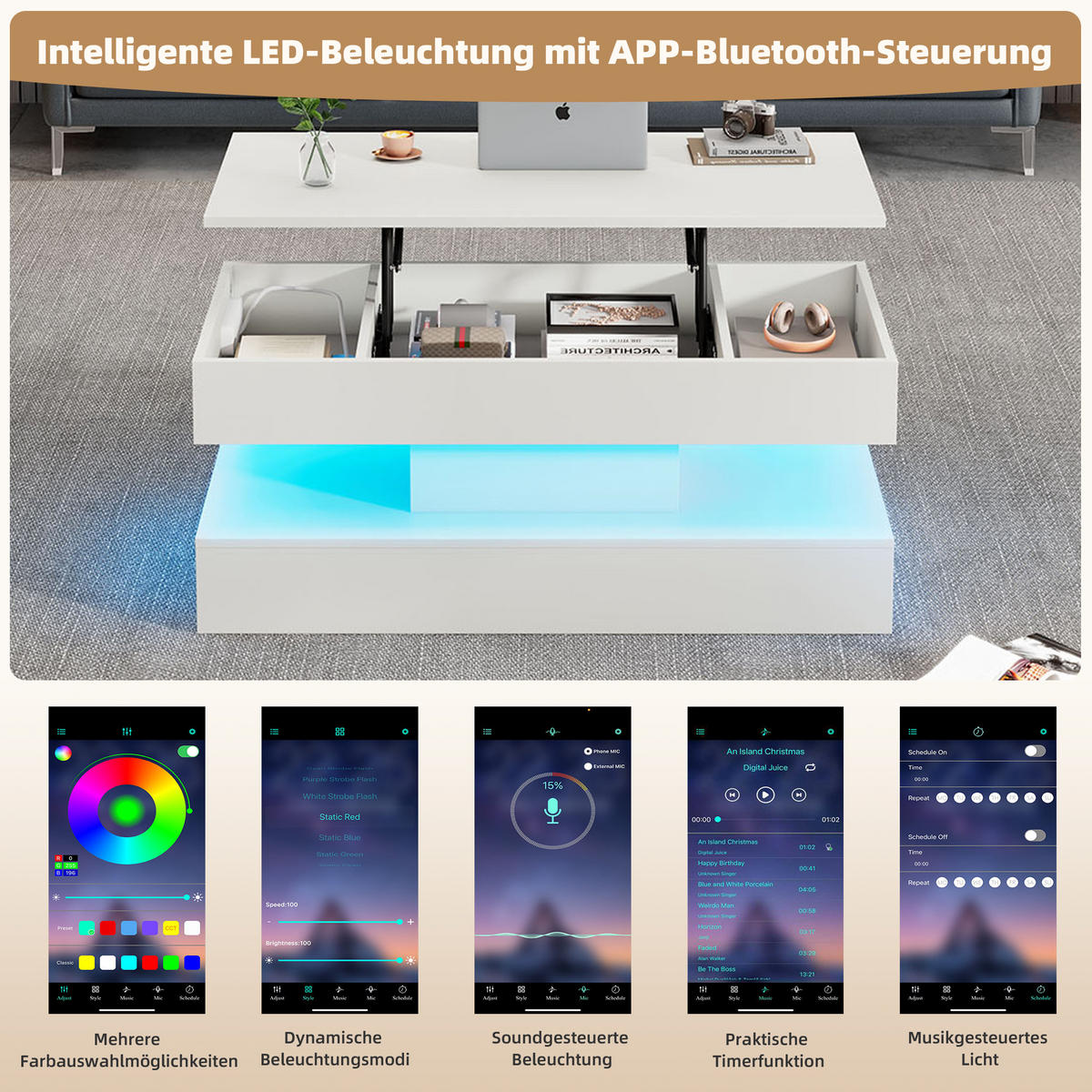 COUCHTISCH Weiß - Weiß, Holzwerkstoff (50/100/42cm)