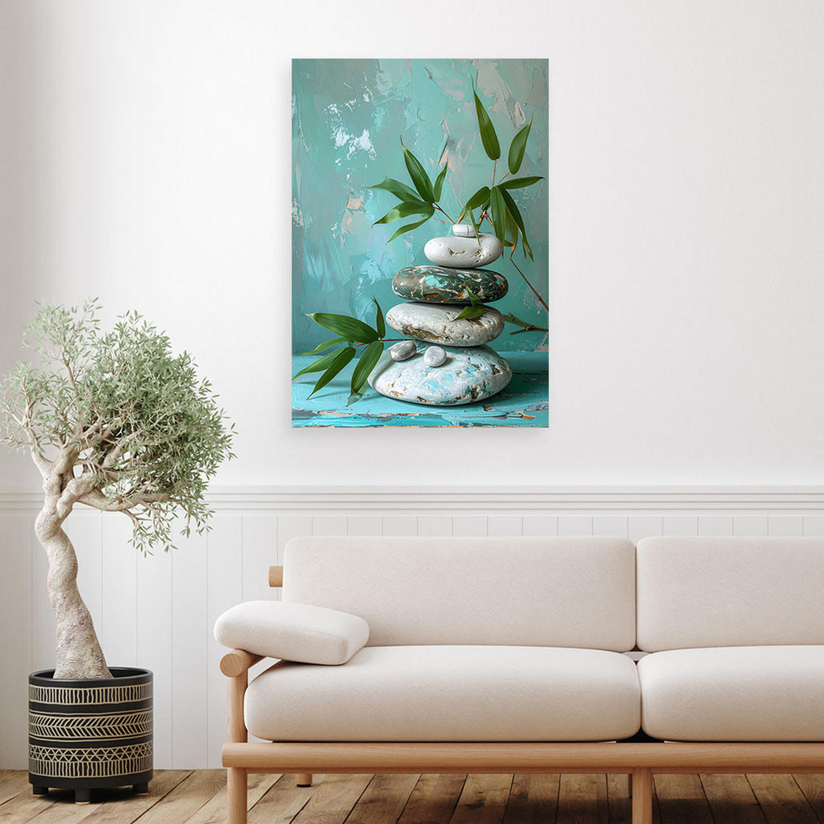 LEINWANDBILD Zen und Orientalisch 60x90cm - Türkis, Textil (60/90cm) - Feeby