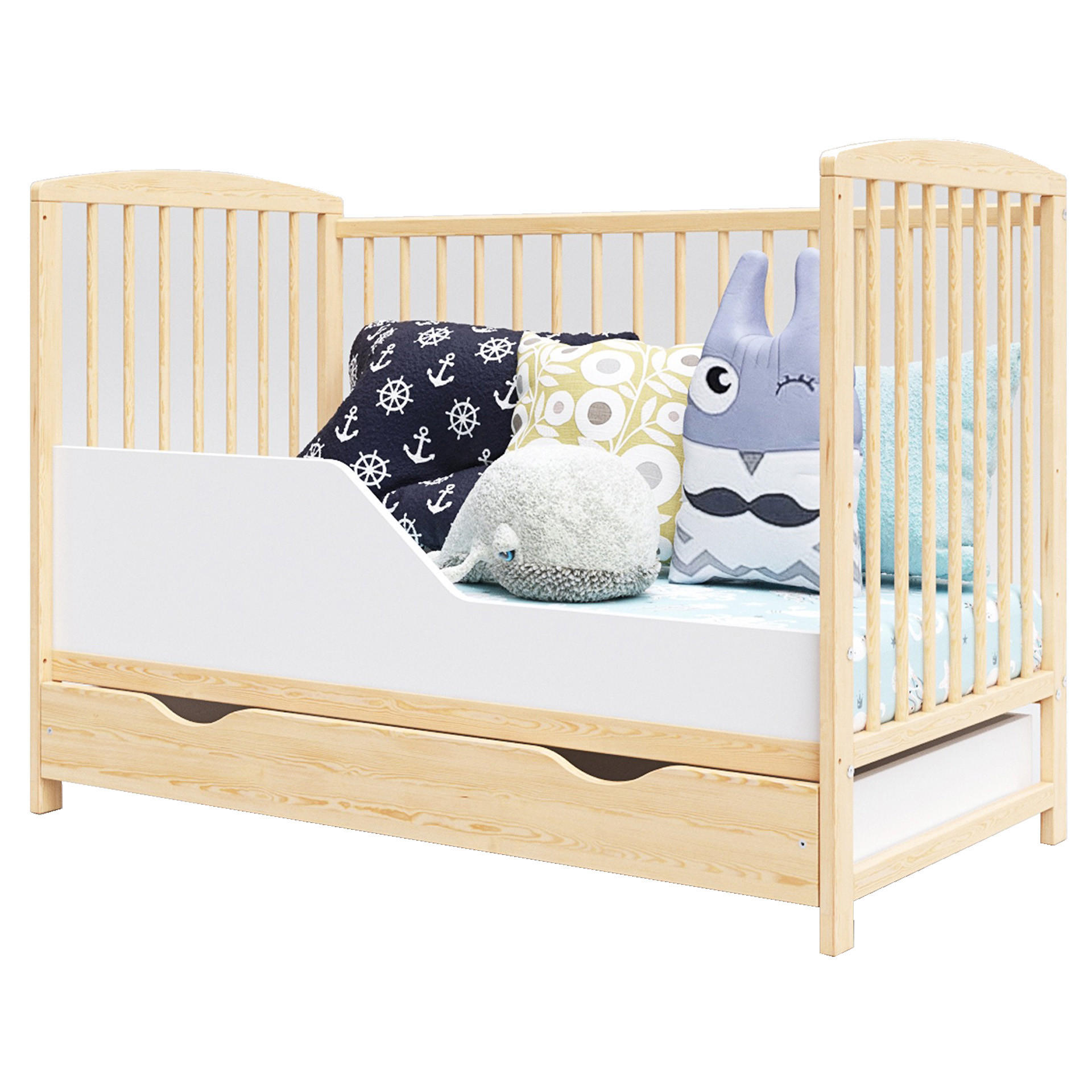 BABYBETT Nina, Mitwachsendes, mit Schublade Holz - Kieferfarben, Holz (60/120cm) - Premiers Moments