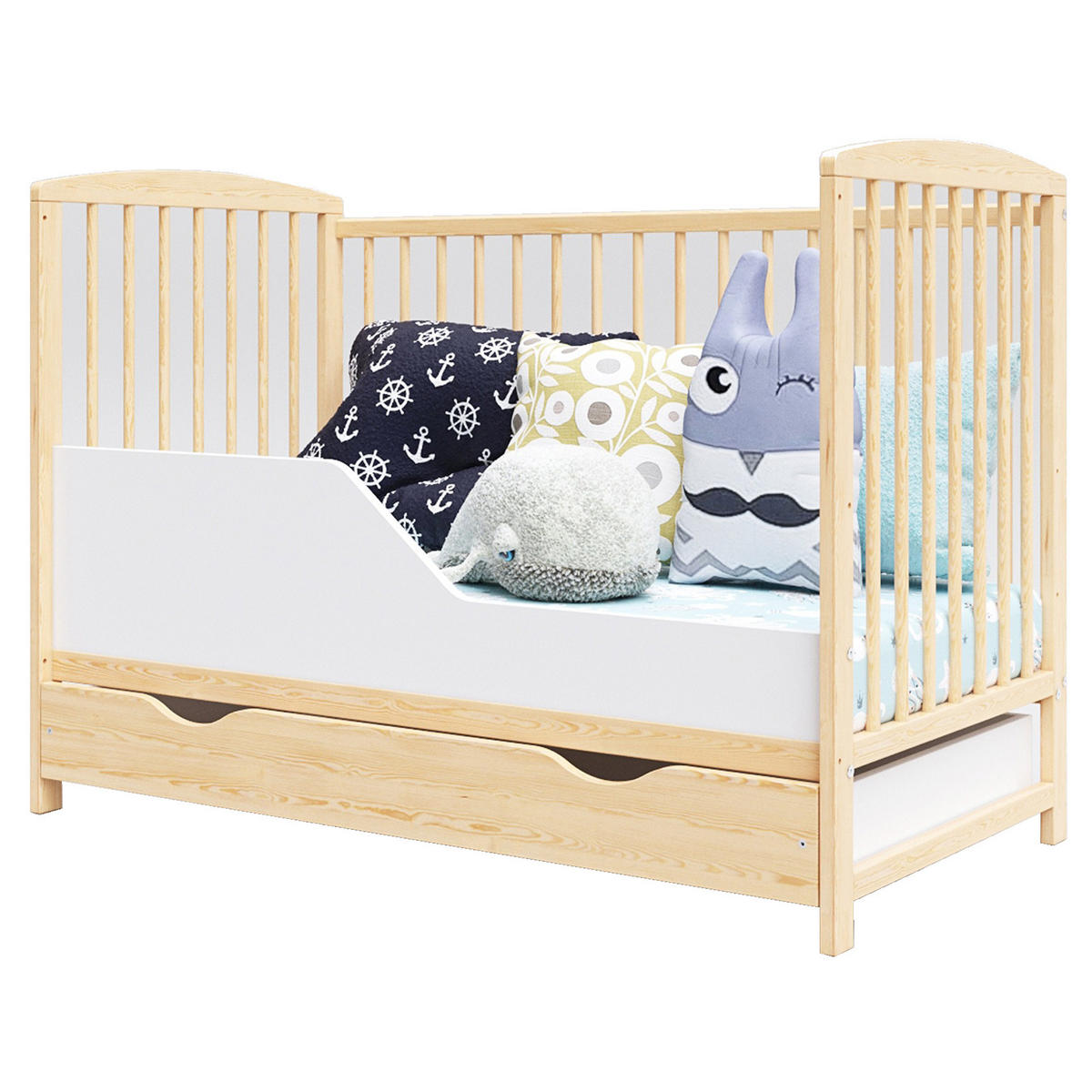BABYBETT Nina, Mitwachsendes, mit Schublade Holz - Kieferfarben, Holz (60/120cm) - Premiers Moments