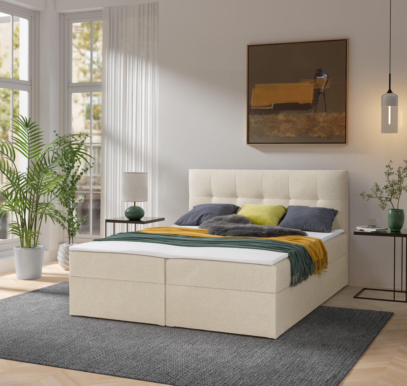 BOXBETT Toronto 180x200 Bonell-Matratze H3 und Topper - Silberfarben/Creme, Holz/Holzwerkstoff (180/200cm) - Ravio