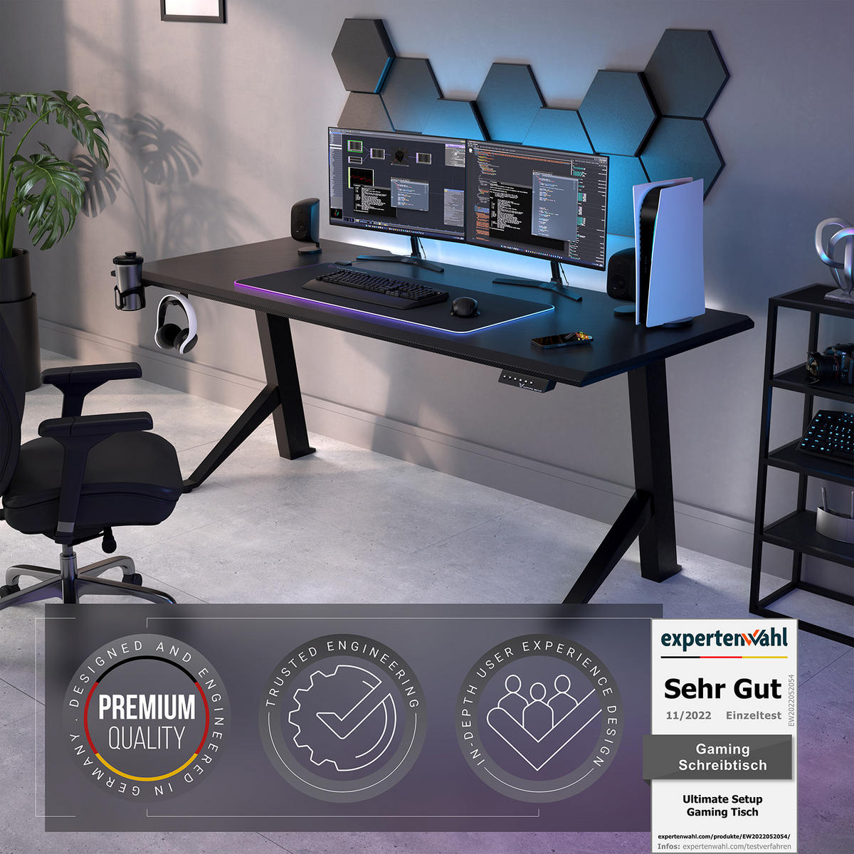 TISCHGESTELL höhenverstellbar elektrisch - Schwarz - Schwarz, Metall (160/60/120cm) - Ultimate Setup