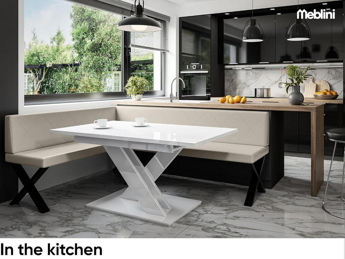 ECKBANK ERIC_X - Beige, Leder (142/196cm) - Meblini