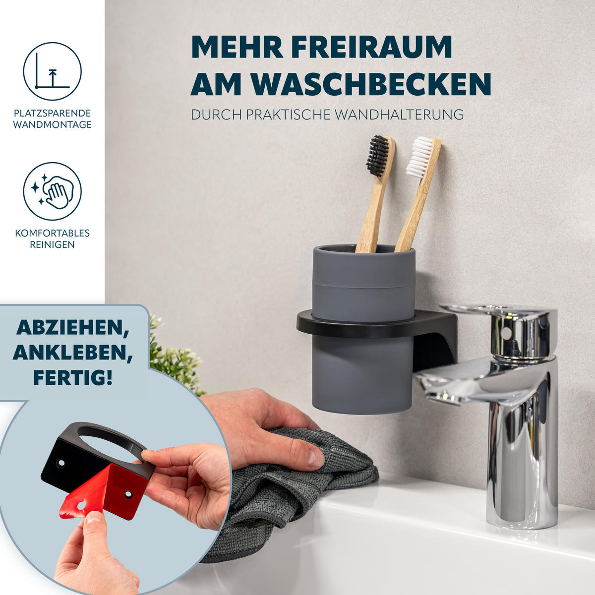 BADACCESSOIRESET SAVONA Softtouch (2er-Set) - Grau, Kunststoff (7/16/9cm) - bremermann