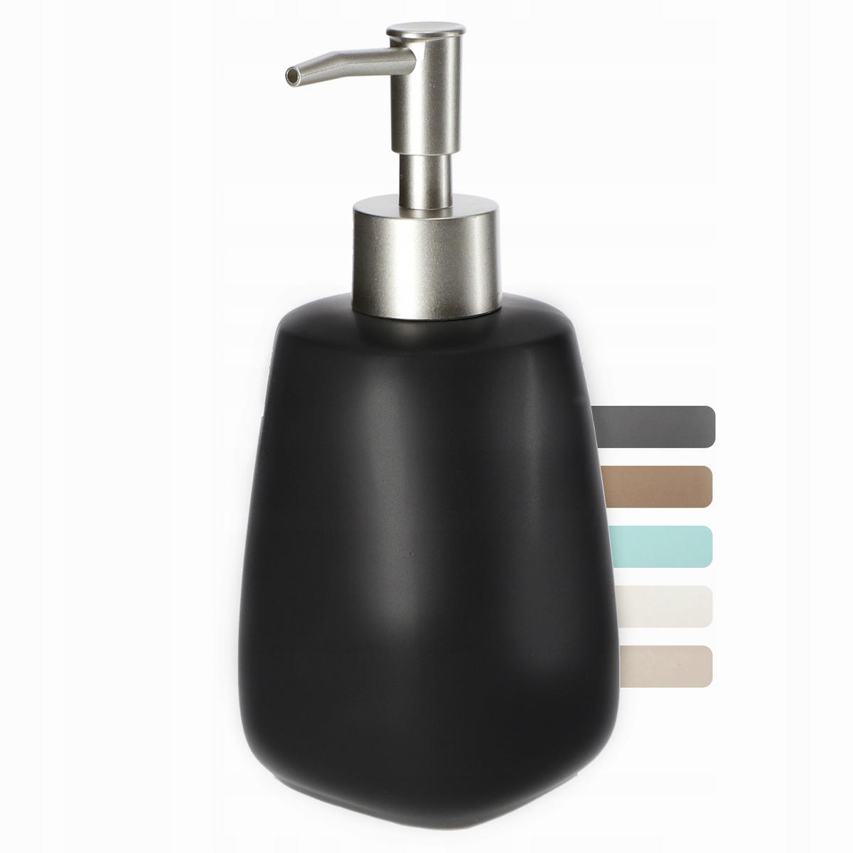 SEIFENSPENDER mit Pumpe 400 ml, schwarz - Schwarz, Keramik (8/17.5/8cm) - KADAX