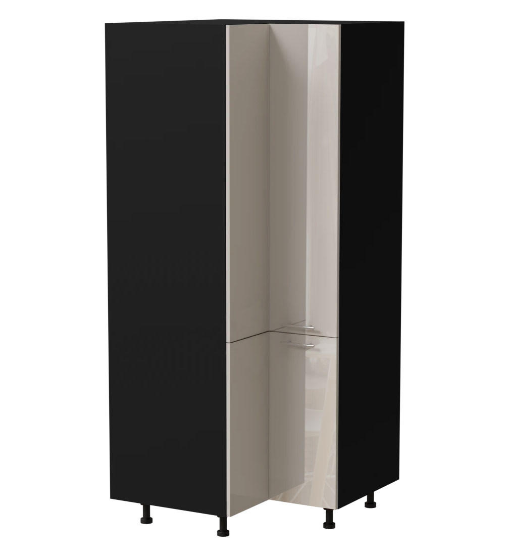 Feldmann-Wohnen Eckvorratsschrank Creme, Schwarz 90x207x90 cm
