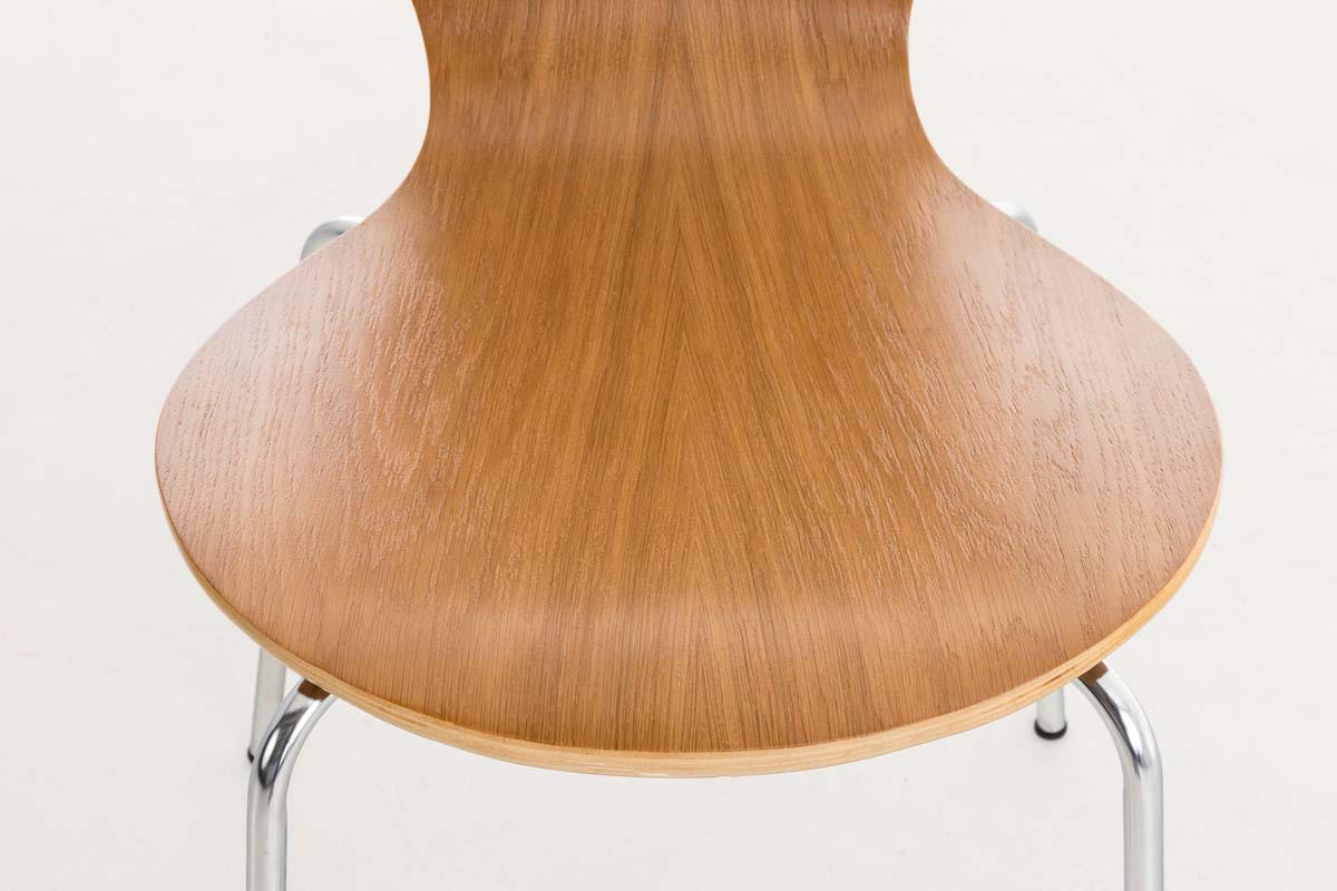 BESUCHERSTUHL Calisso mit Holzsitz und Metallgestell, Farbe: Eiche - Chromfarben/Eichefarben, Holz/Metall (42/85/47cm) - TPFLiving
