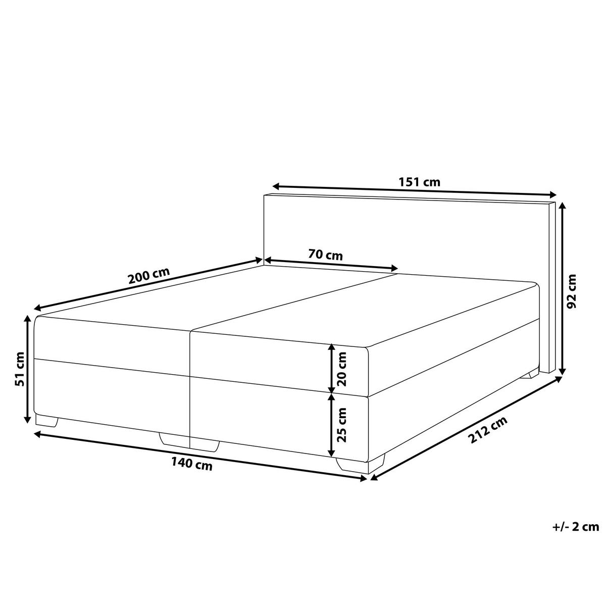 BOXSPRINGBETT 140/200cm Weiß President - Weiß, Kunststoff/Textil (140/200cm) - Beliani