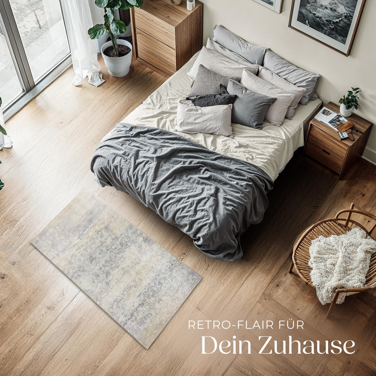 TEPPICH Vintage Design Dalia,rutschfeste Unterfläche,beige - Beige, Kunststoff (60/110cm) - tectake