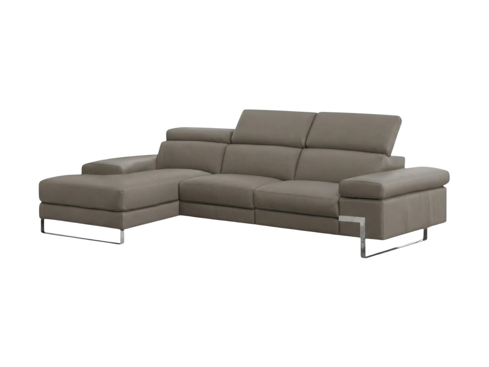 ECKSOFA Lete Echtleder Greige - Greige, Leder/Metall (232/160cm)