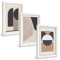 BILDER SET 3er Set - 20x30 cm Weißer Rahmen - Abstrakte Formen beige braun - Weiß, Kunststoff (20/30cm) - TULUP