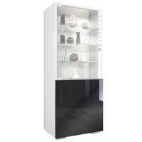 VITRINE Granada Schwarz Hochglanz - Schwarz Hochglanz, Holzwerkstoff (50/122.5/34.5cm) - Vladon