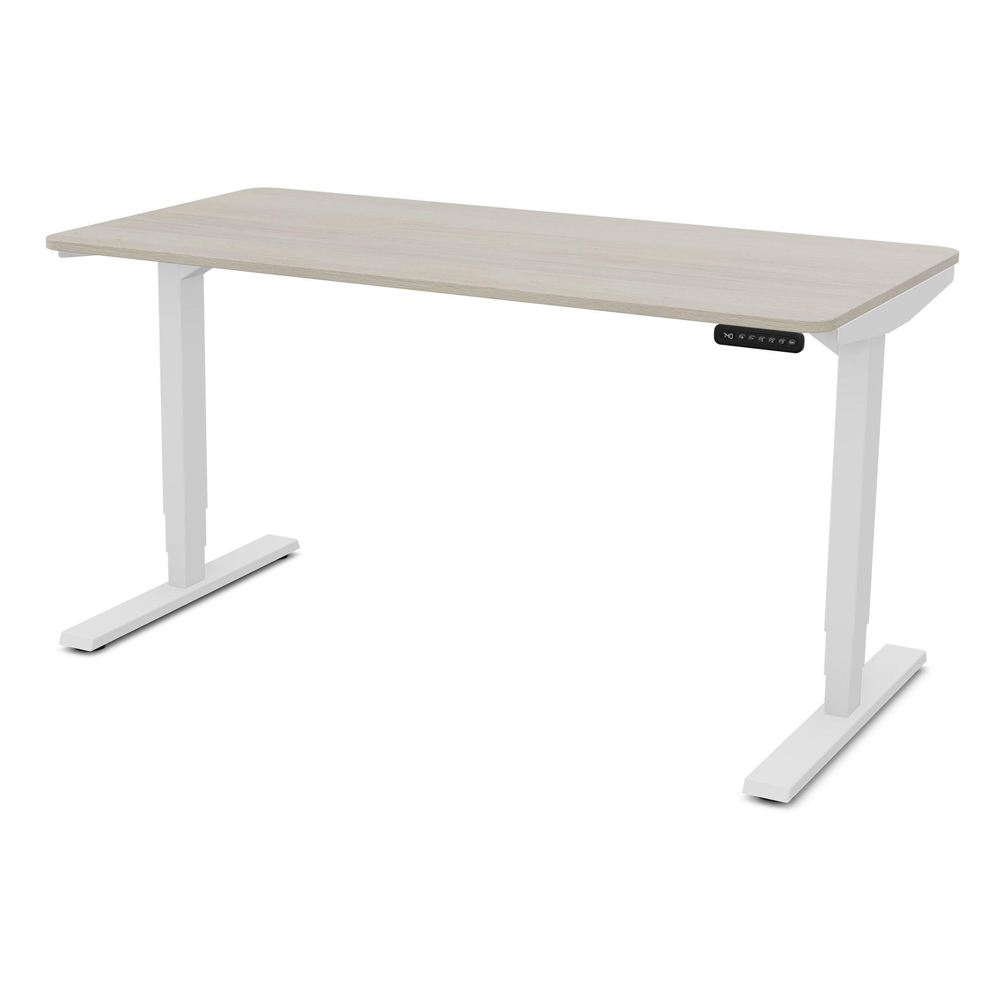 SCHREIBTISCH Elektrisch höhenverstellbarer Schreibtisch Y-Line Curved Eiche Polar Signalweiß 140/80/62-127cm - Eiche Bianco/Weiß, Holzwerkstoff/Metall (80/140/127cm) - ASSMANN