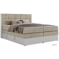 BOXSPRINGBETT ALVIT KING 200/200 - Beige Velvet - Topper Visco - H3 - Beige/Schwarz, Kunststoff/Textil (200/200cm) - MKS