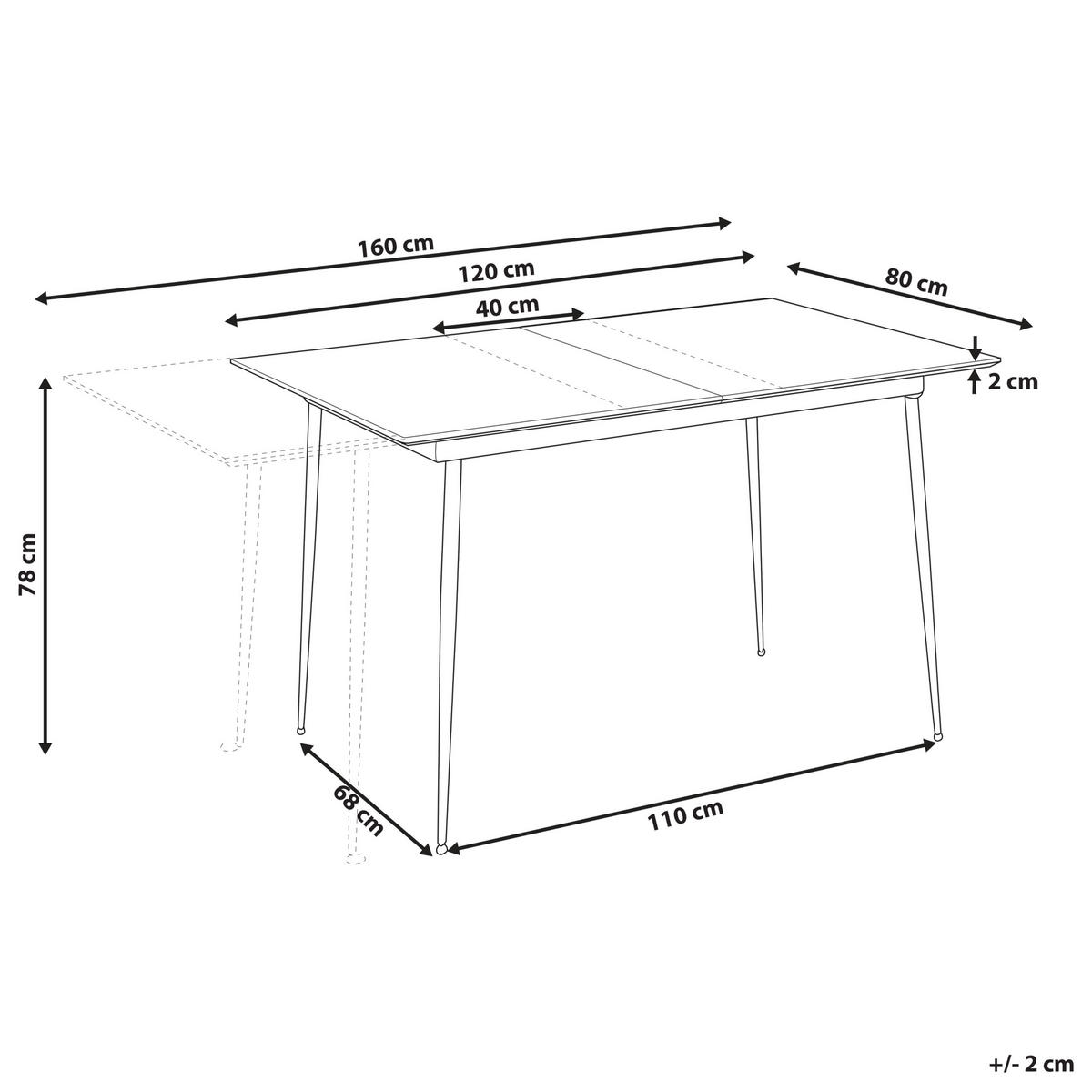 ESSTISCH grau/schwarz 120-160/80 cm ausziehbar Gelanda - Schwarz/Grau, Holzwerkstoff (120/80/78cm) - Beliani