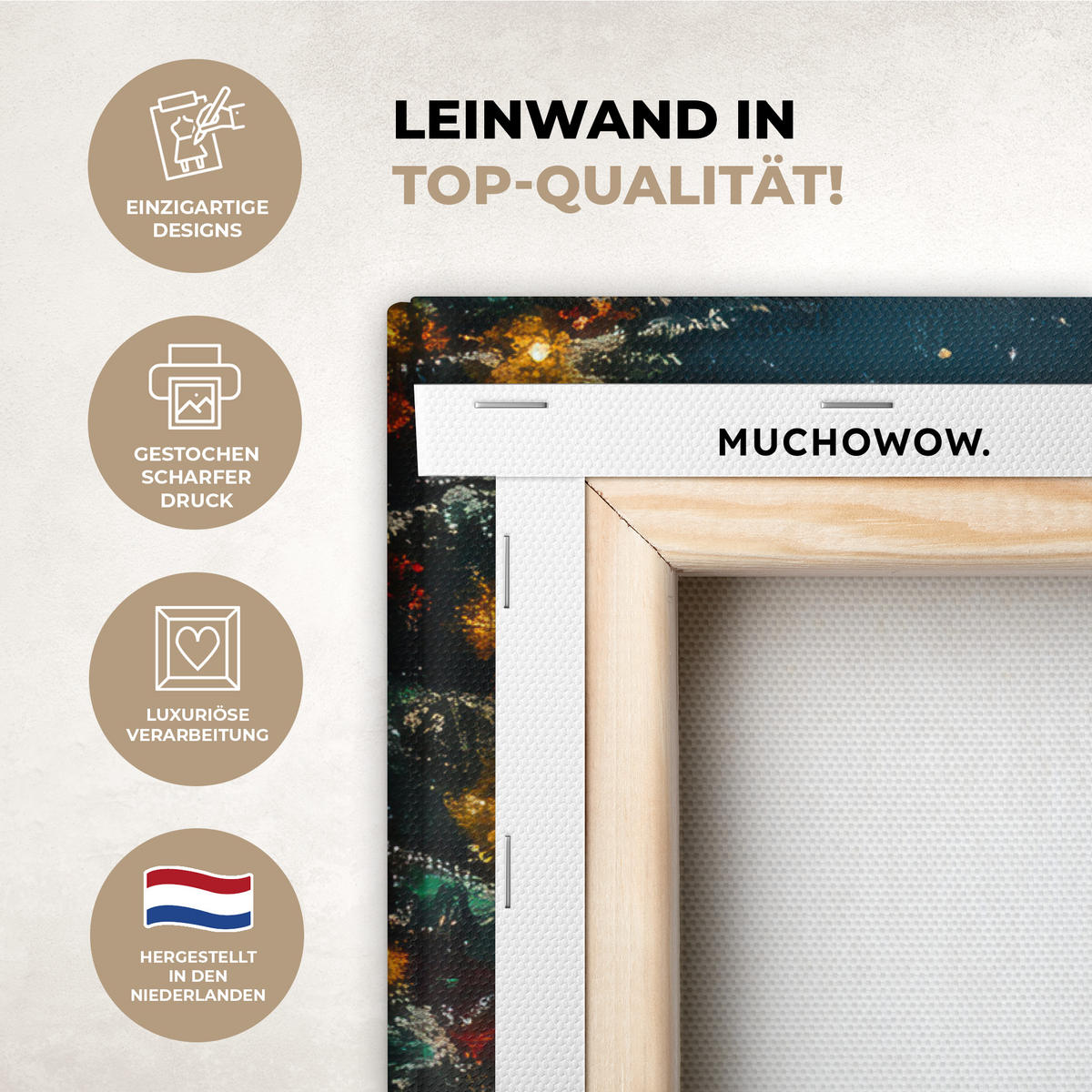 LEINWANDBILD Weihnachtsmann - Weihnachten - Winter - Weihnachtsbaum Wanddeko 90x60 cm - Bordeaux, Textil (90/60cm) - MuchoWow