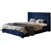 POLSTERBETT Porto mit Kopfteil, 180x200 cm, Doppelbett mit Bettkasten und Lattenrost aus Holz, Velourstoff Dunkelblau - Dunkelblau, Holz/Textil (180/200cm) - Alpi-Möbel