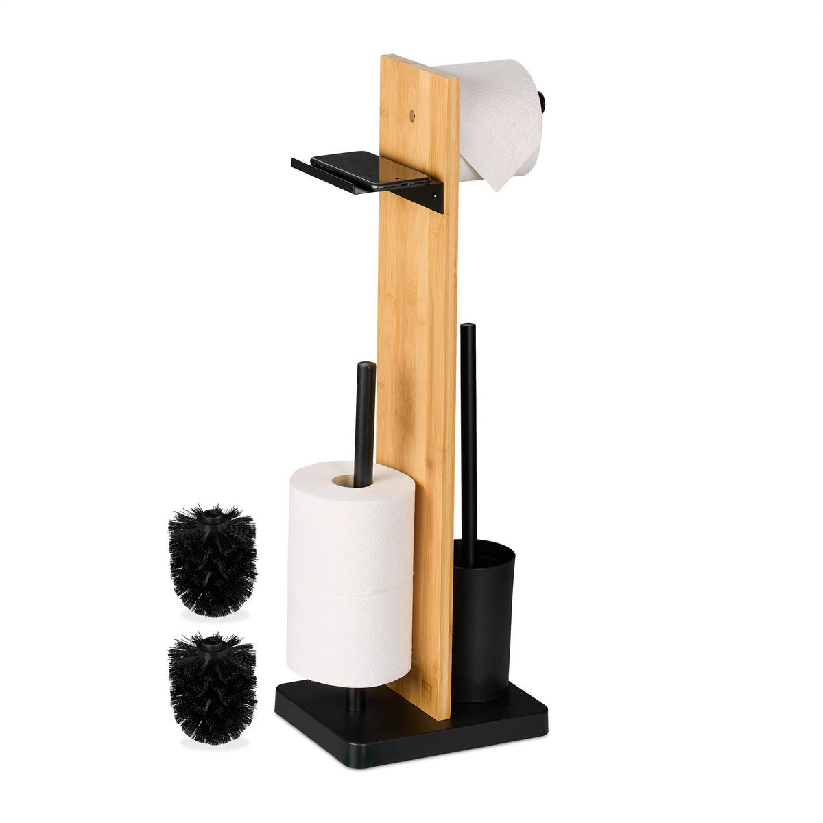 WC-GARNITUR - Schwarz, Holz/Kunststoff (27/68/18cm) - Relaxdays