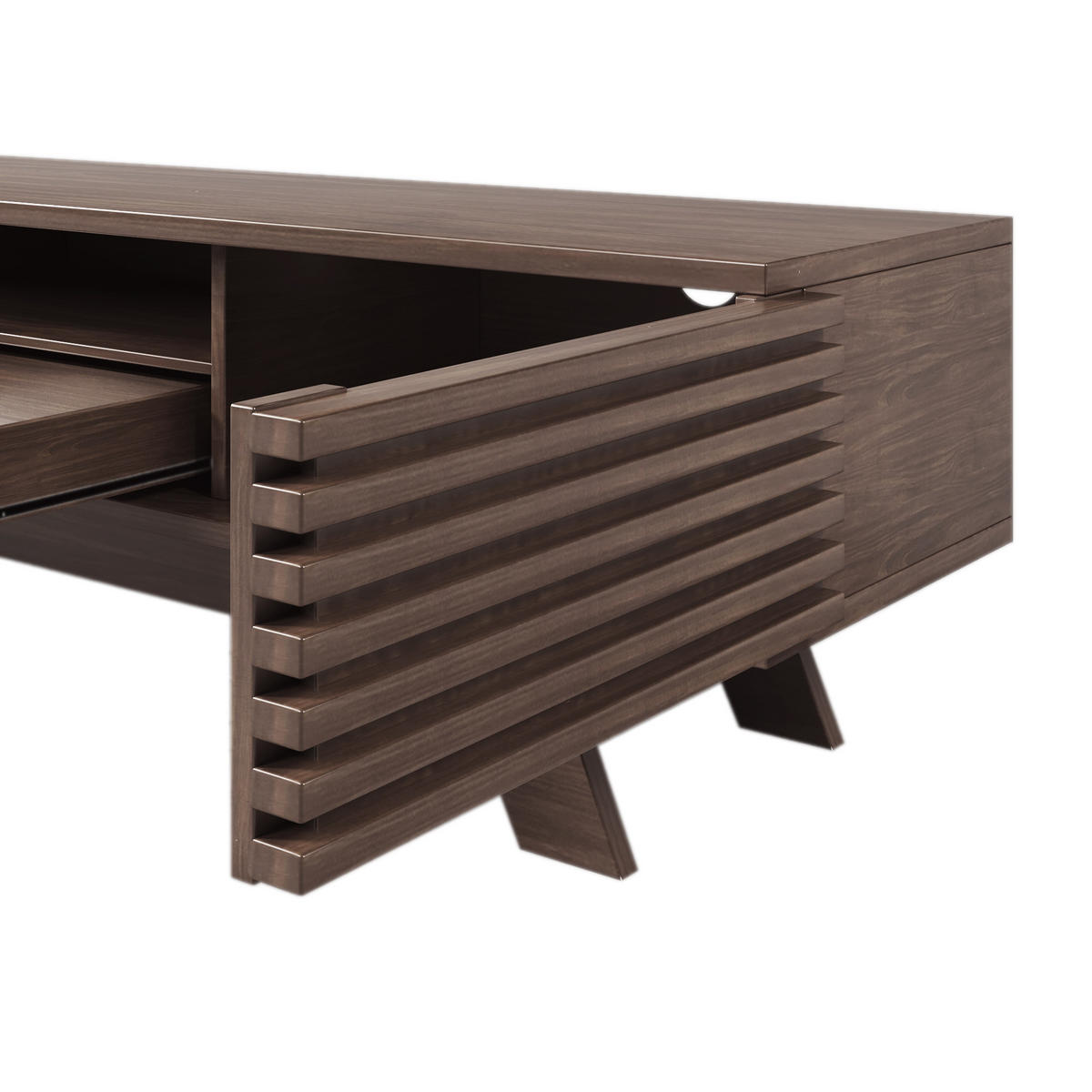 LOWBOARD in Vintage-Holzfarben TV-Schrank mit einer Schublade und zwei Türen für Wohnzimmer, B150/T35/H44 cm - Naturfarben, Holzwerkstoff/Metall (150/44/35cm) - STILVORA