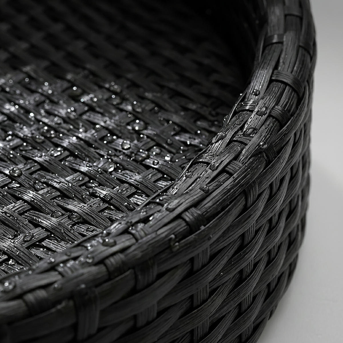 SERVERINGSBRICKA Svart flytande PE rotting 60 cm - Svart, Textil/Metall (60/20/60cm) - Relaxdays