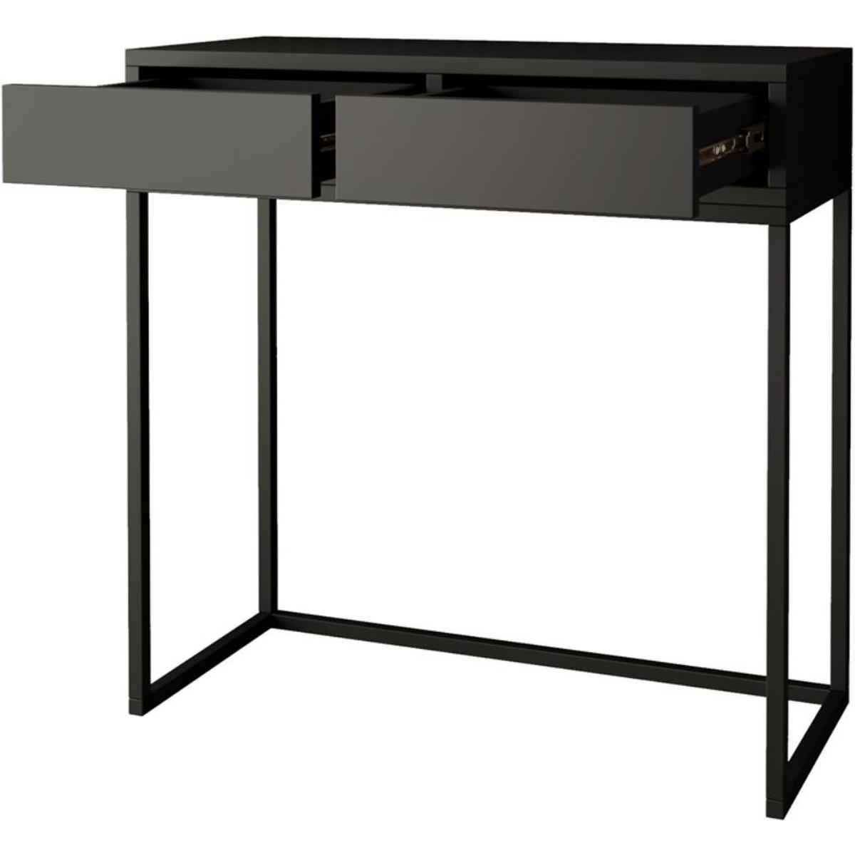 KONSOLENTISCH Lango 80/85/35 schwarz mit schwarzen Matellbeinen - Schwarz, Holzwerkstoff/Metall (35/80/85cm) - Beautysofa