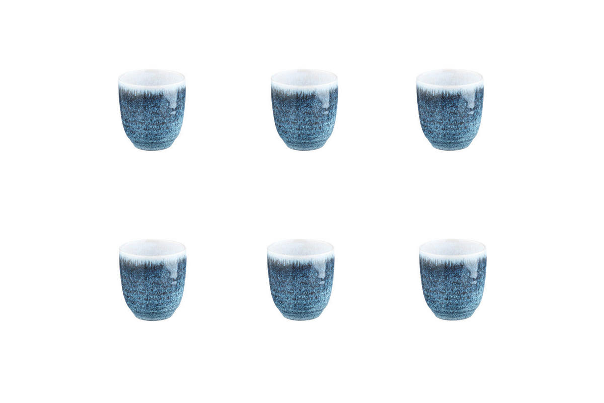 BECHER Cosmos 150ml - 6er-Set - Azur - Blau, Keramik (0.15L) - Björn