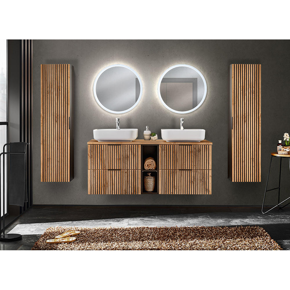 Lomado Badmöbel-Set Braun 241x200x47 cm