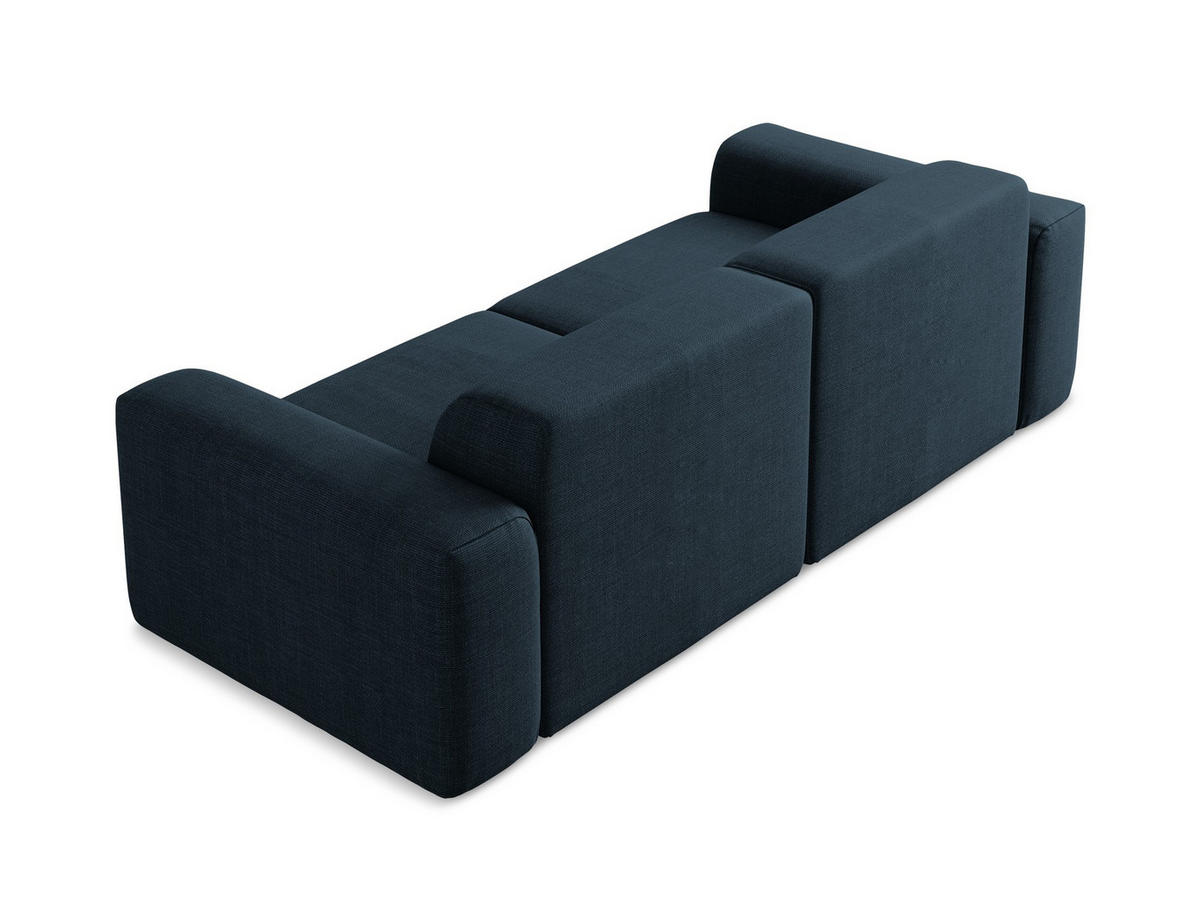 POUF Samt Stoff Blau - Petrol/Schwarz, Holzwerkstoff/Kunststoff (75/41/90cm) - Makamii