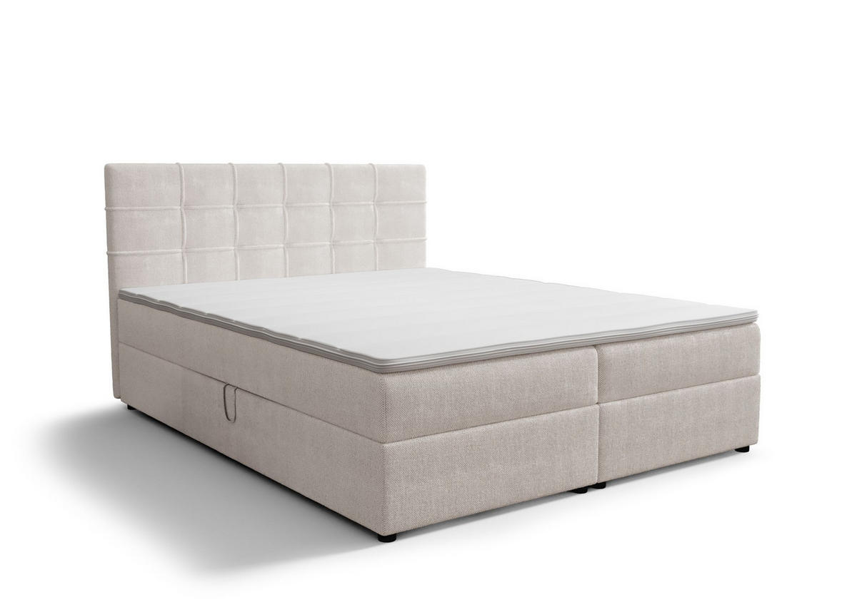 BOXBETT KIDA mit Matratze H3, Bonell und Topper 160x200 Curio 02 - Creme, Textil (160/200cm) - Bedante