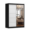 SCHIEBETÜRENSCHRANK - Beni 05 Classic (Schwarz + Weiß) - Schwarz/Weiß, Holzwerkstoff/Metall (150/200/61cm) - Möblo