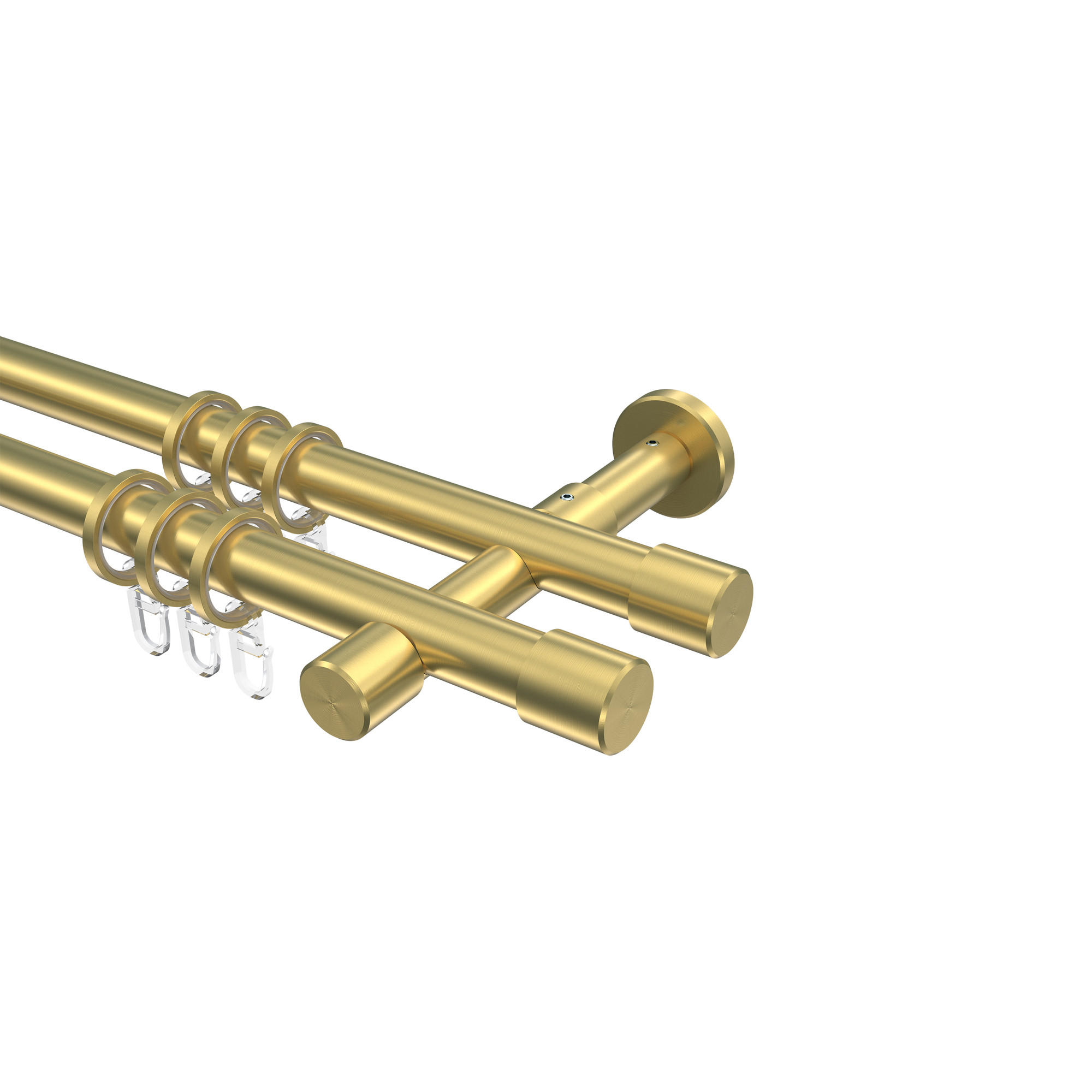 GARDINENSTANGE Prestige Santo 420 cm (geteilt in 3 x 140 cm), 2-läufig, 20 mm Ø Messing-Optik - Messingfarben, Metall (420cm) - INTERDECO