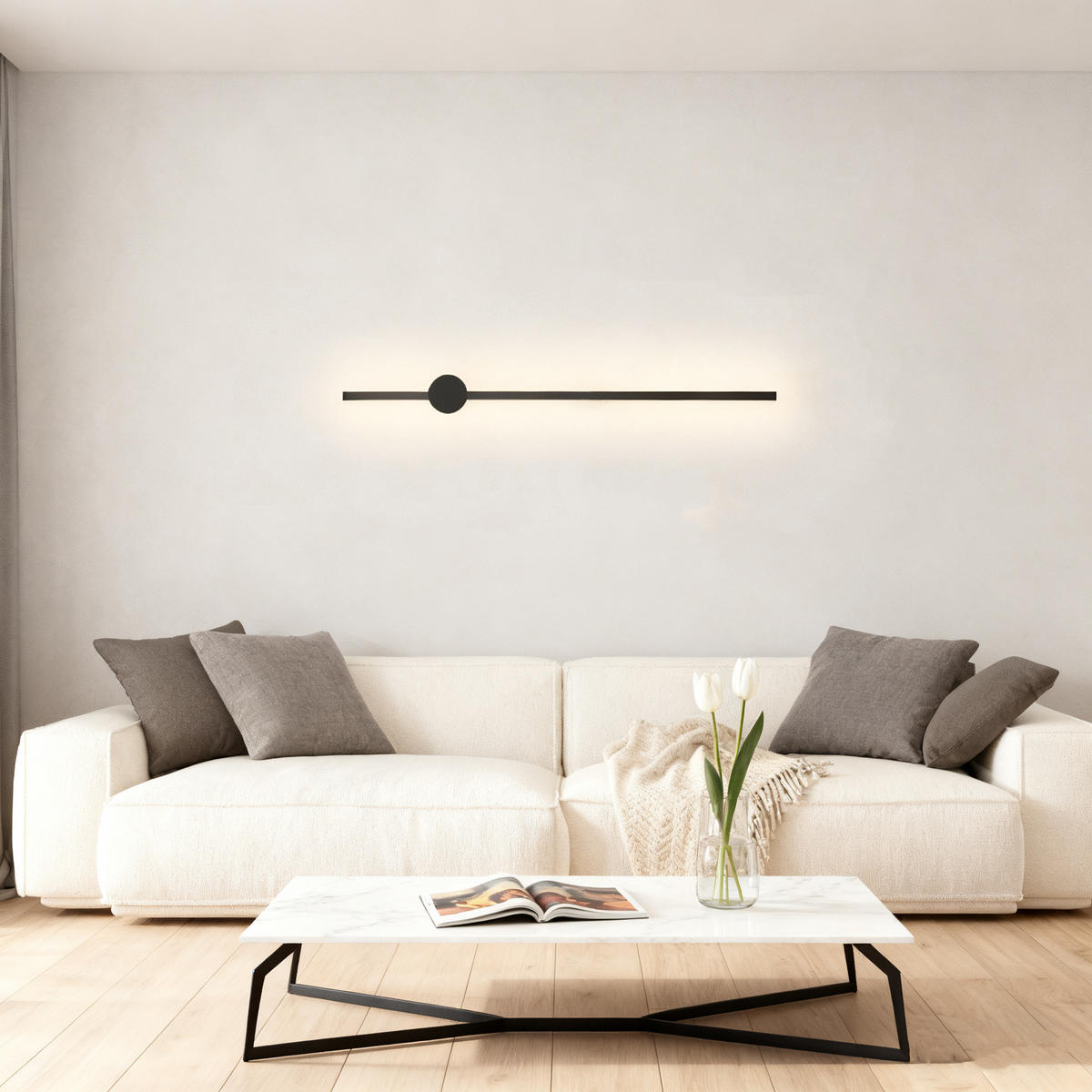 LED nástěnné světlo Yau 60/10/6cm - černá, kov (10/6/60cm) - Nettlife