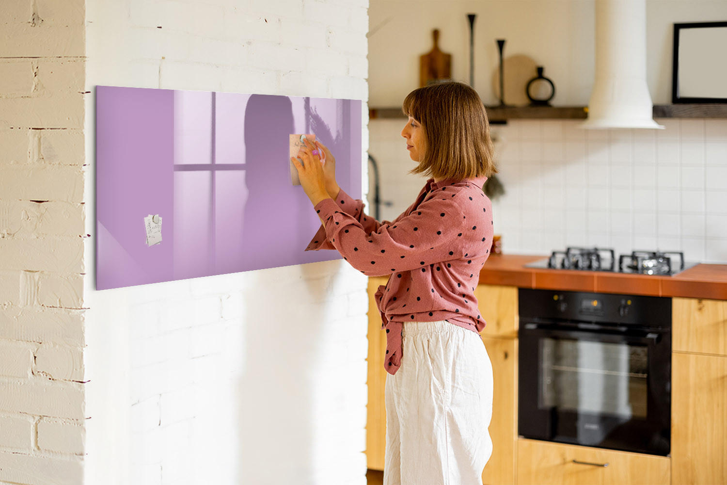 MAGNETTAFEL 120x60 Flieder schwarzer Marker - Violett, Glas (120/0.4/60cm) - TULUP