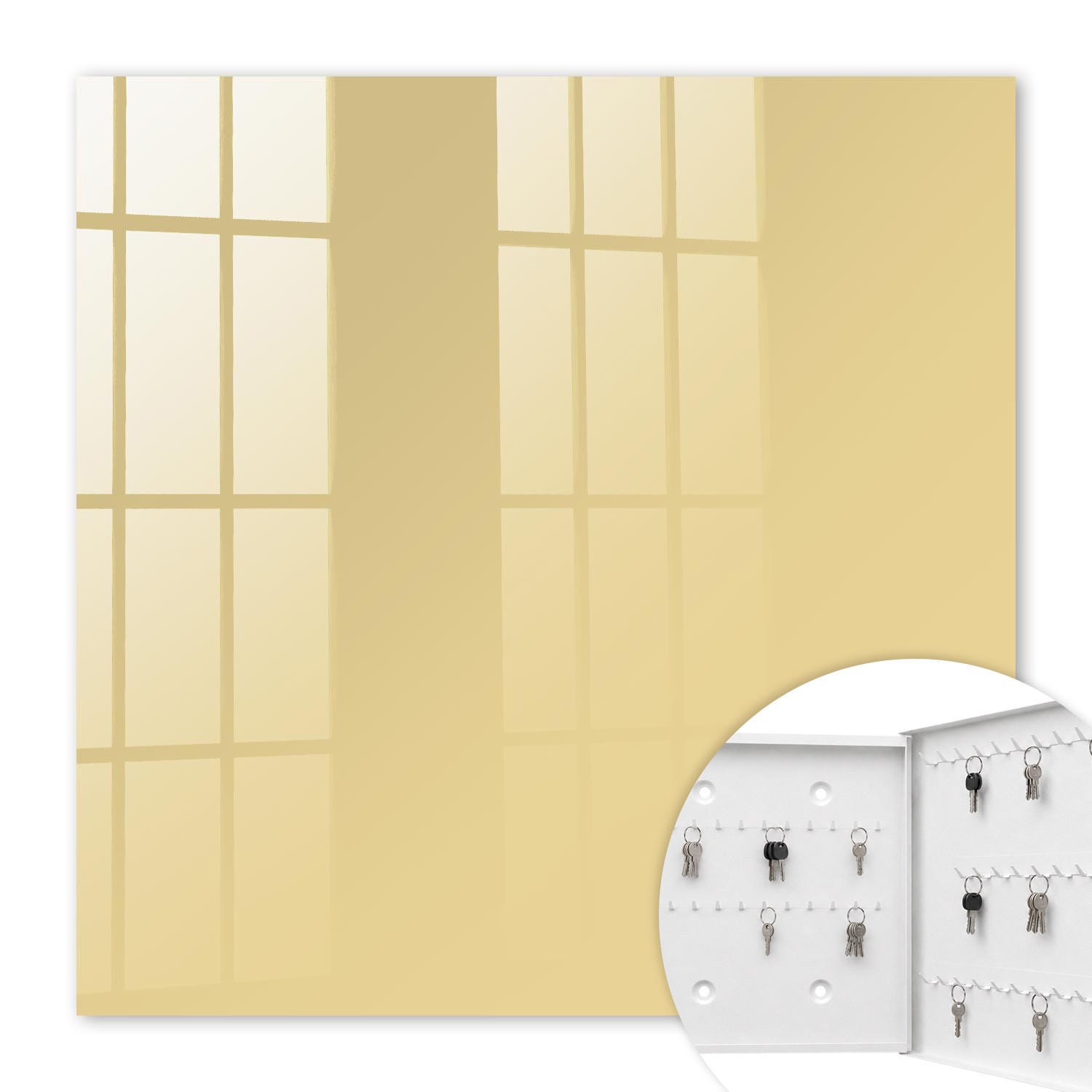 SCHLÜSSELBOX Weiß 30x30 cm – Türöffnung nach rechts - Beige-gelb - Beige, Metall (30/30/5cm) - TULUP
