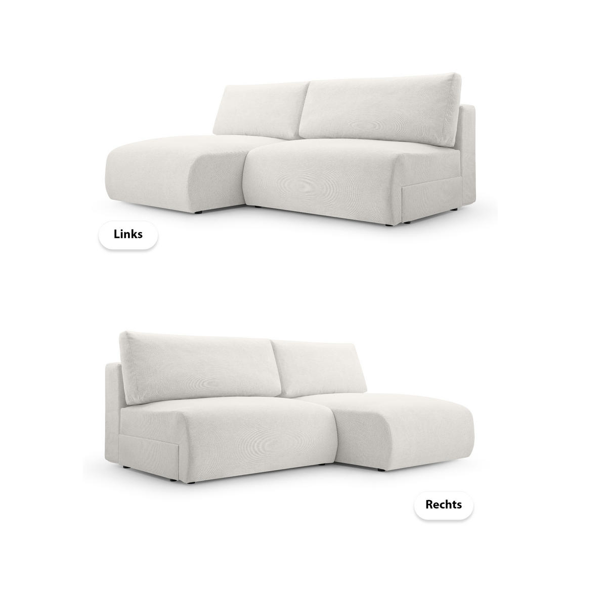 ECKSOFA Ripley mit Schlaffunktion, Wei� - Weiß, Textil (223/150cm) - Fedve