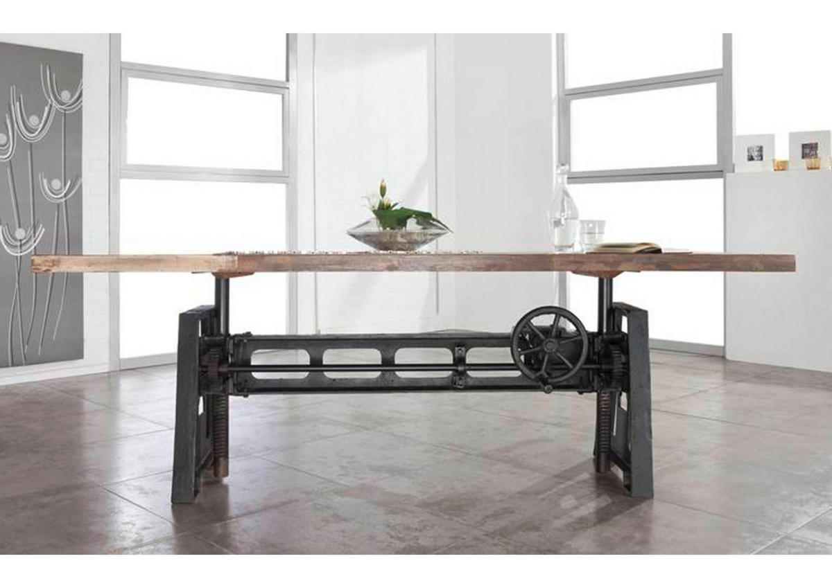 ESSTISCH Altholz höhenverstellbar 200x100x75-105 mehrfarbig lackiert INDUSTRIAL #23 - Multicolor, Holz (200/100/75cm) - Massivmoebel24