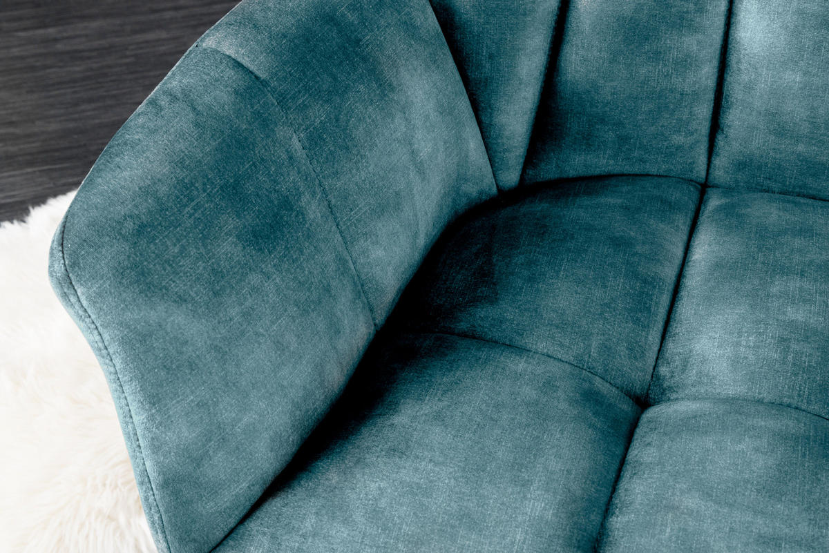 SITZBANK PAPILLON Samt Metall Petrol 165 cm - Blau/Schwarz, Textil/Metall (165/85/65cm) - riess-ambiente
