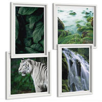 BILDER SET 4er Set - 50x50 cm & 40x60 cm Weißer Rahmen - Blätter des Weißen Tigerwasserfalls - Weiß, Kunststoff (50/50cm) - TULUP