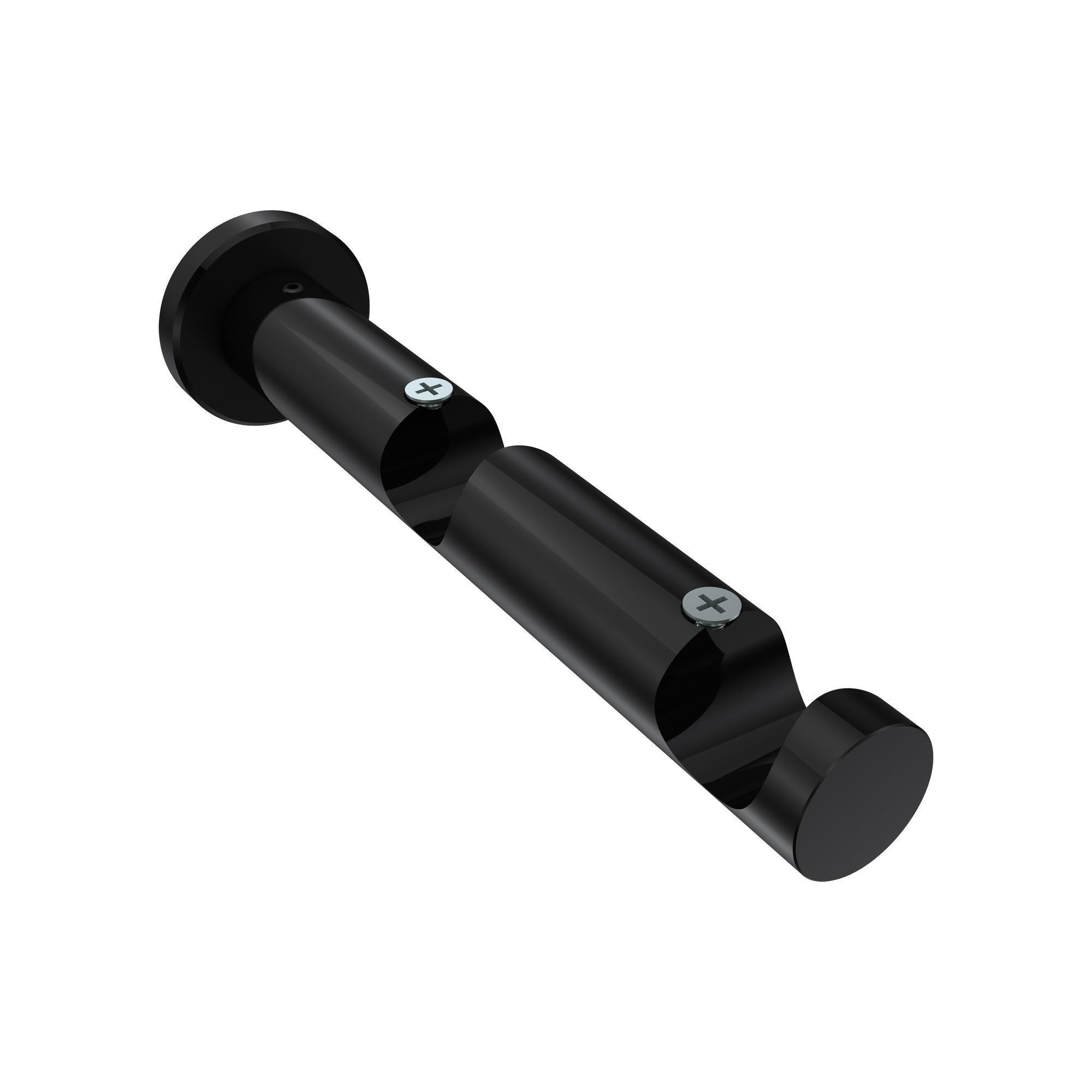 TRÄGER FÜR GARDINENSTANGEN 20 mm Ø, Platon 2-läufig, Schwarz - Schwarz, Metall (16/4/4cm) - INTERDECO