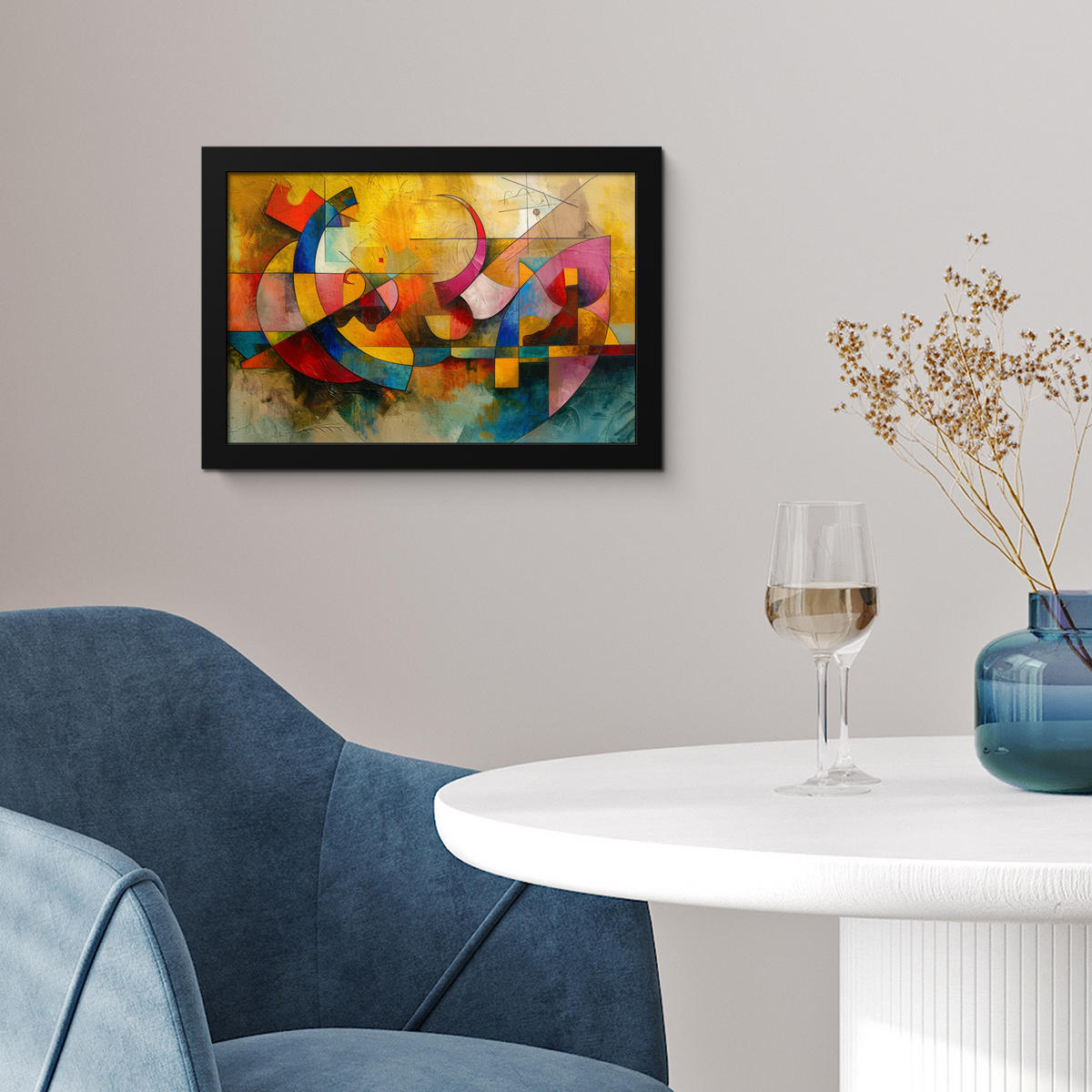 POSTER MIT RAHMEN Kunst - Abstrakt - Modern 30x20 cm - Gelb, Papier (30/20cm) - MuchoWow