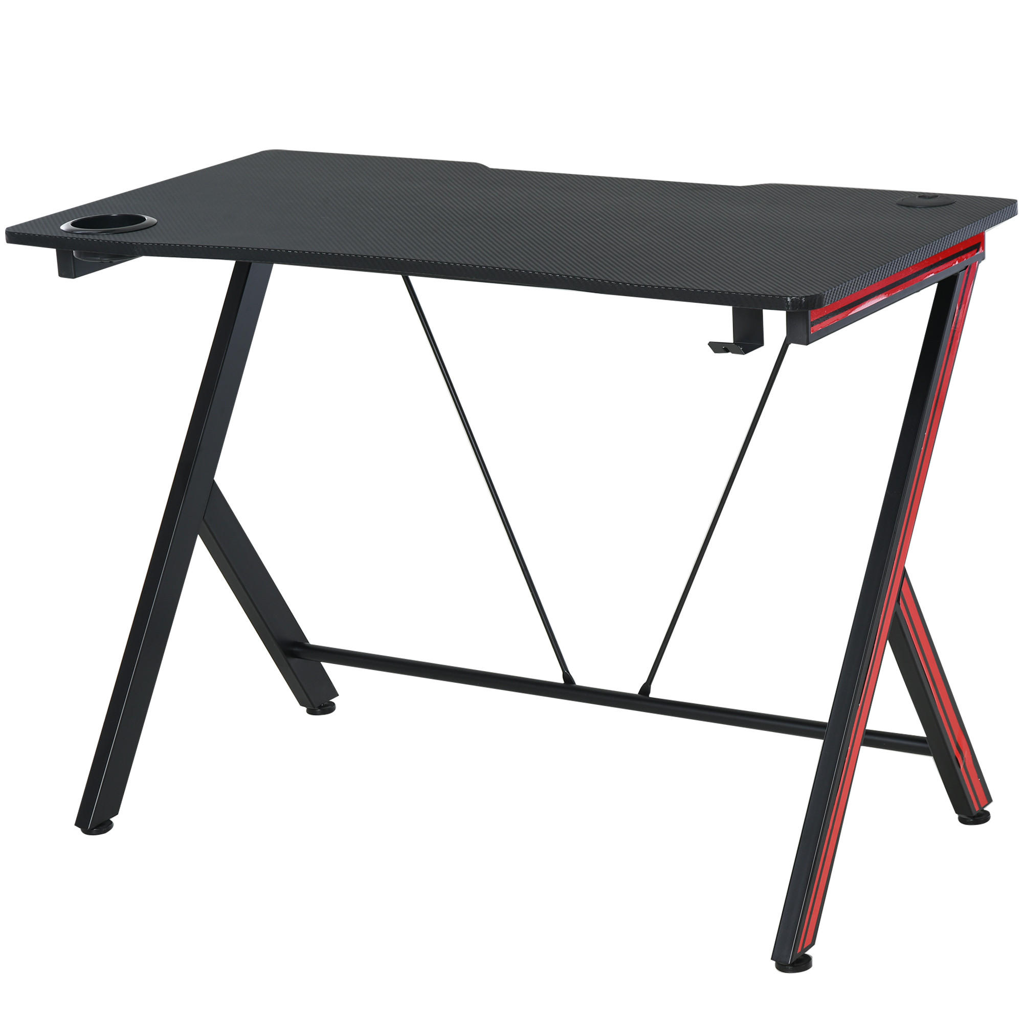 GAMING-TISCH, MDF, Stahl, Schwarz - Schwarz, Kunststoff (105/55/75cm) - HOMCOM