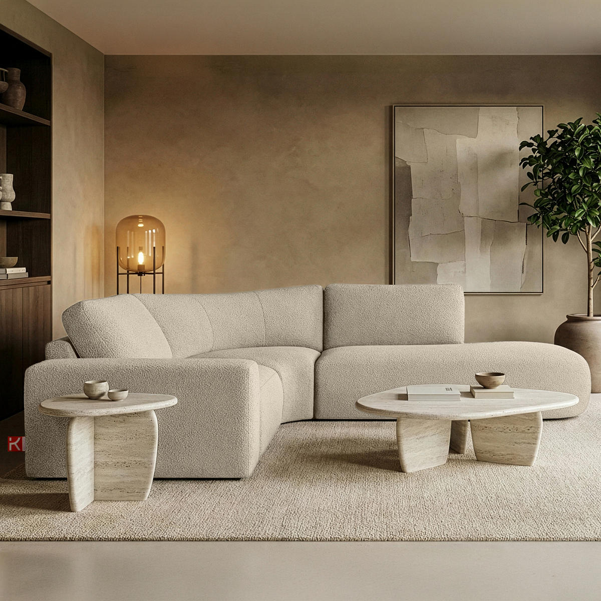 ECKSOFA RECHTS ZUCCO, Hellbeige - Hellbraun, Holz/Holzwerkstoff (224/293cm) - KONSIMO®
