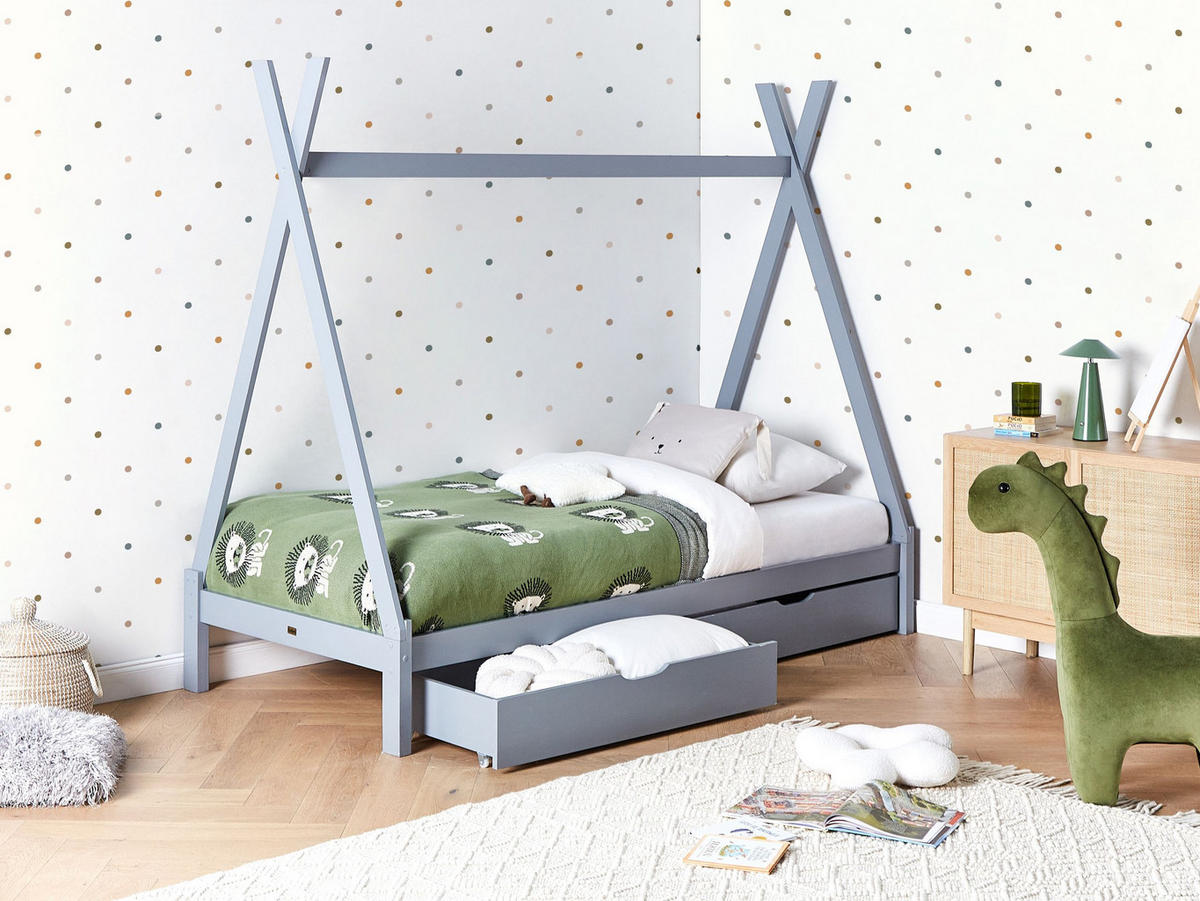 BETTSCHUBLADE 2er set Grau Cronat - Grau, Holz - Beliani