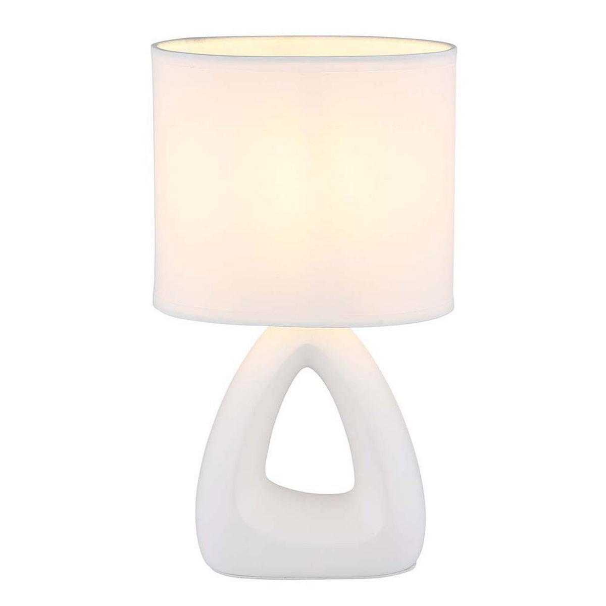 TISCHLEUCHTE Keramik Weiß TRIANGLE - Weiß, Textil (17/10/30cm) - Globo Lighting