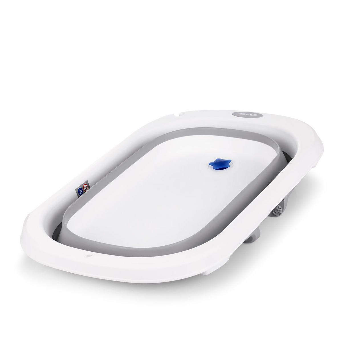 BABYBADEWANNE Isla grau mit Badekissen faltbar, integrierter Wasserablauf - Grau, Kunststoff (50/80cm) - Chipolino