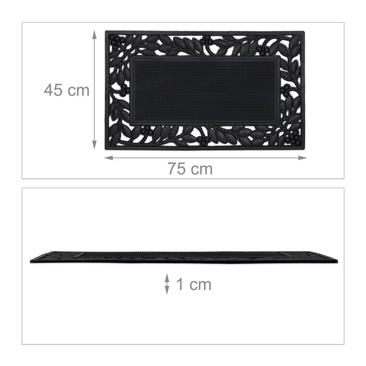 FUßMATTE - Schwarz, Kunststoff (75/45cm) - Relaxdays