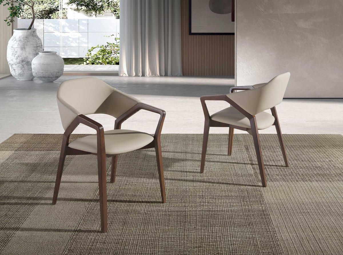 STUHL Nerz aus Kunstleder 57/58/80 cm - Fango/Nussbaumfarben, Leder/Holz (57/80/58cm) - ANGEL CERDA