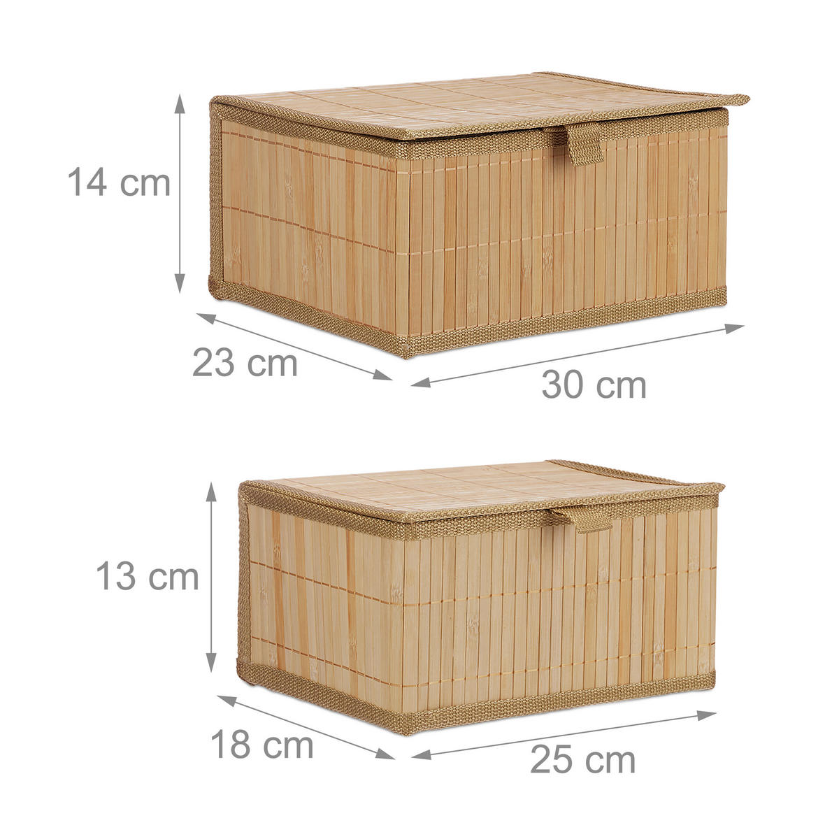 2-TLG.AUFBEWAHRUNGSKORB-SET - Hellbraun, Holz/Textil (30/14/23cm) - Relaxdays