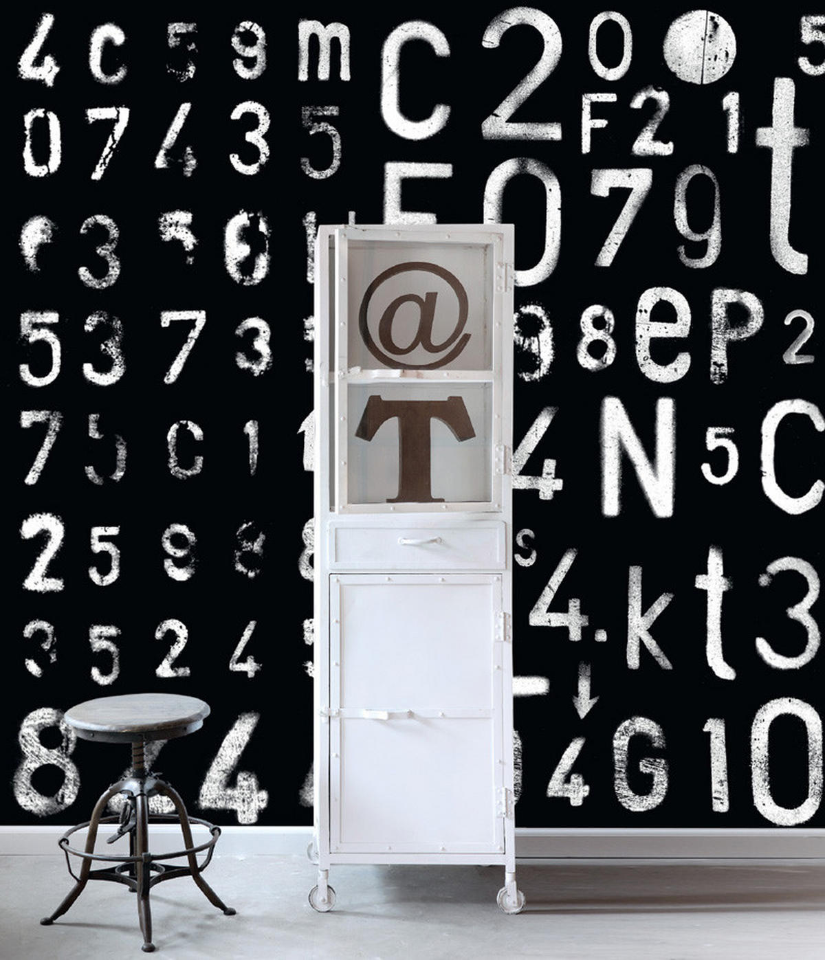 FOTOTAPETE Zahlen und Buchstaben 300 x 279 cm - Schwarz, Papier (300/279cm) - ESTAhome